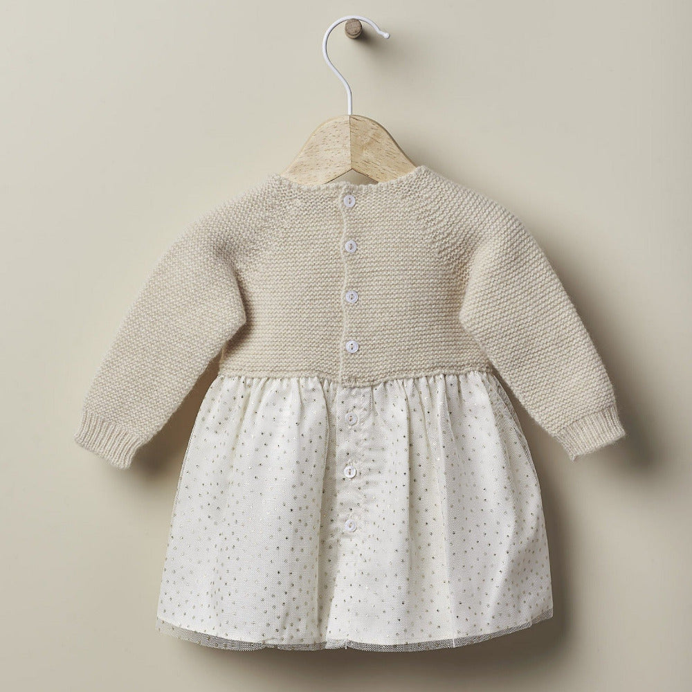 Vestido de manga comprida tricotado com tule | LOVING WINTER - Wedoble