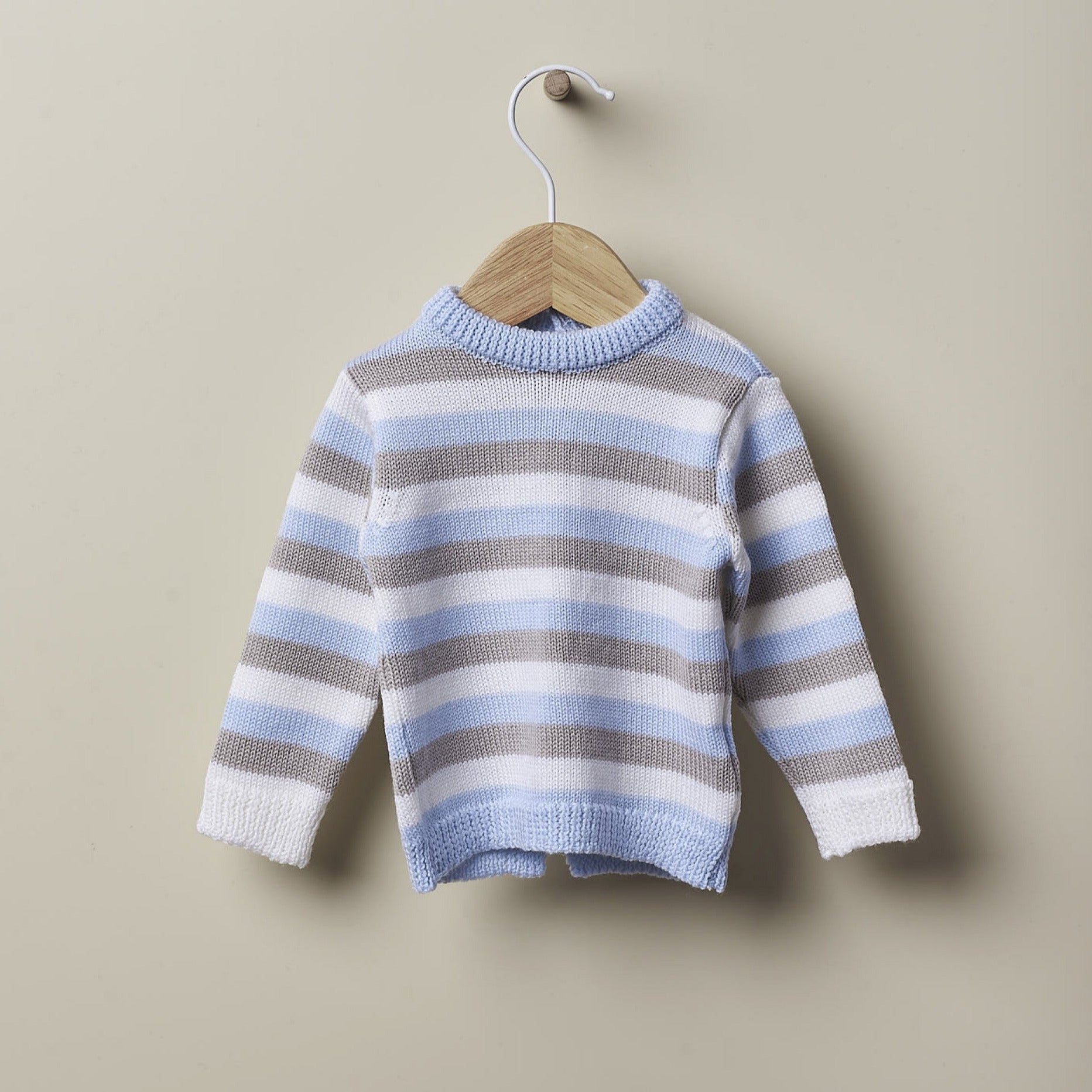 Conjunto camisola com riscas coloridas e calças tricotadas em malha de lã merino | LITTLE SWEET LOVE