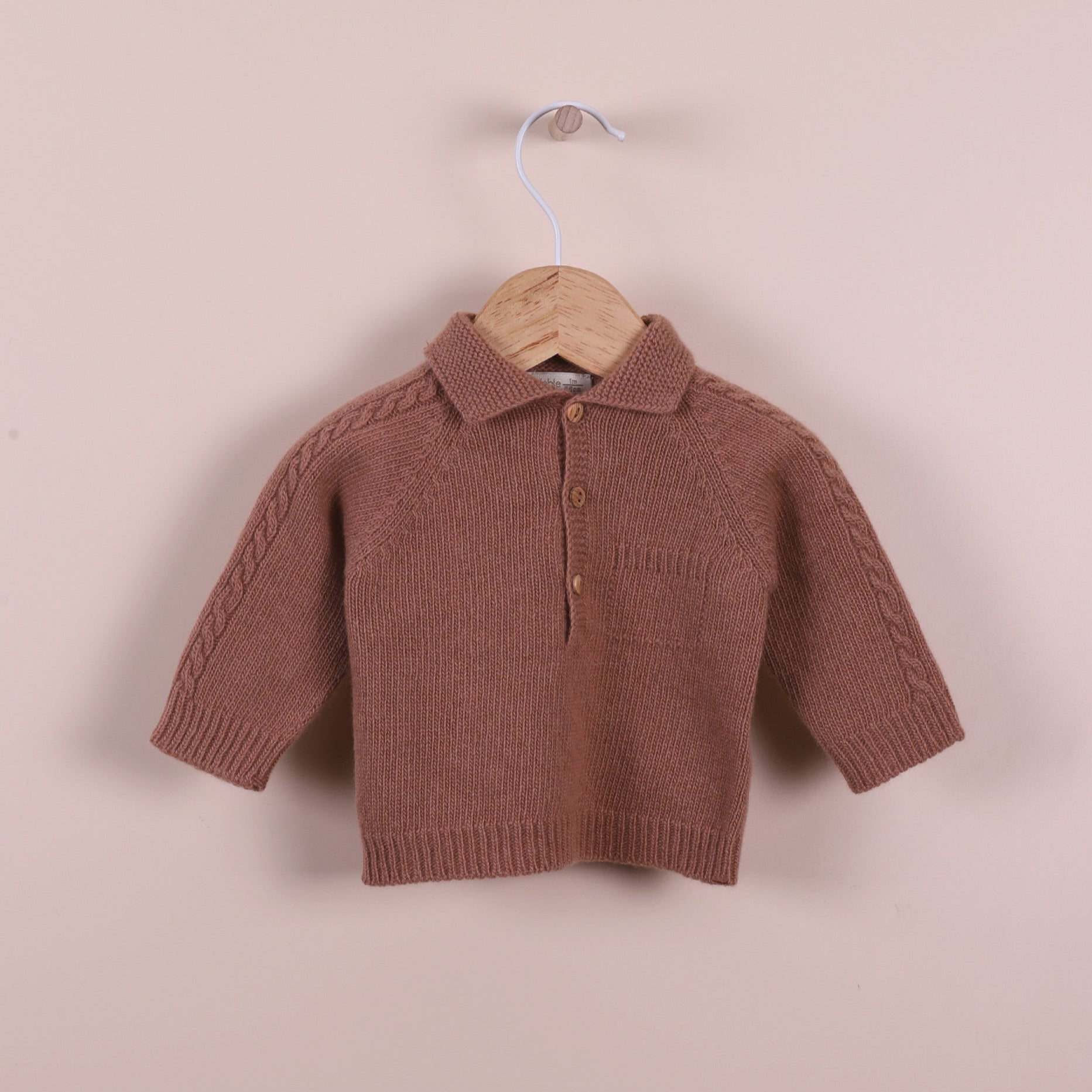 Camisola polo de manga comprida tricotada em lã merino e caxemira | HAPPY TIME IN WINTER - Wedoble