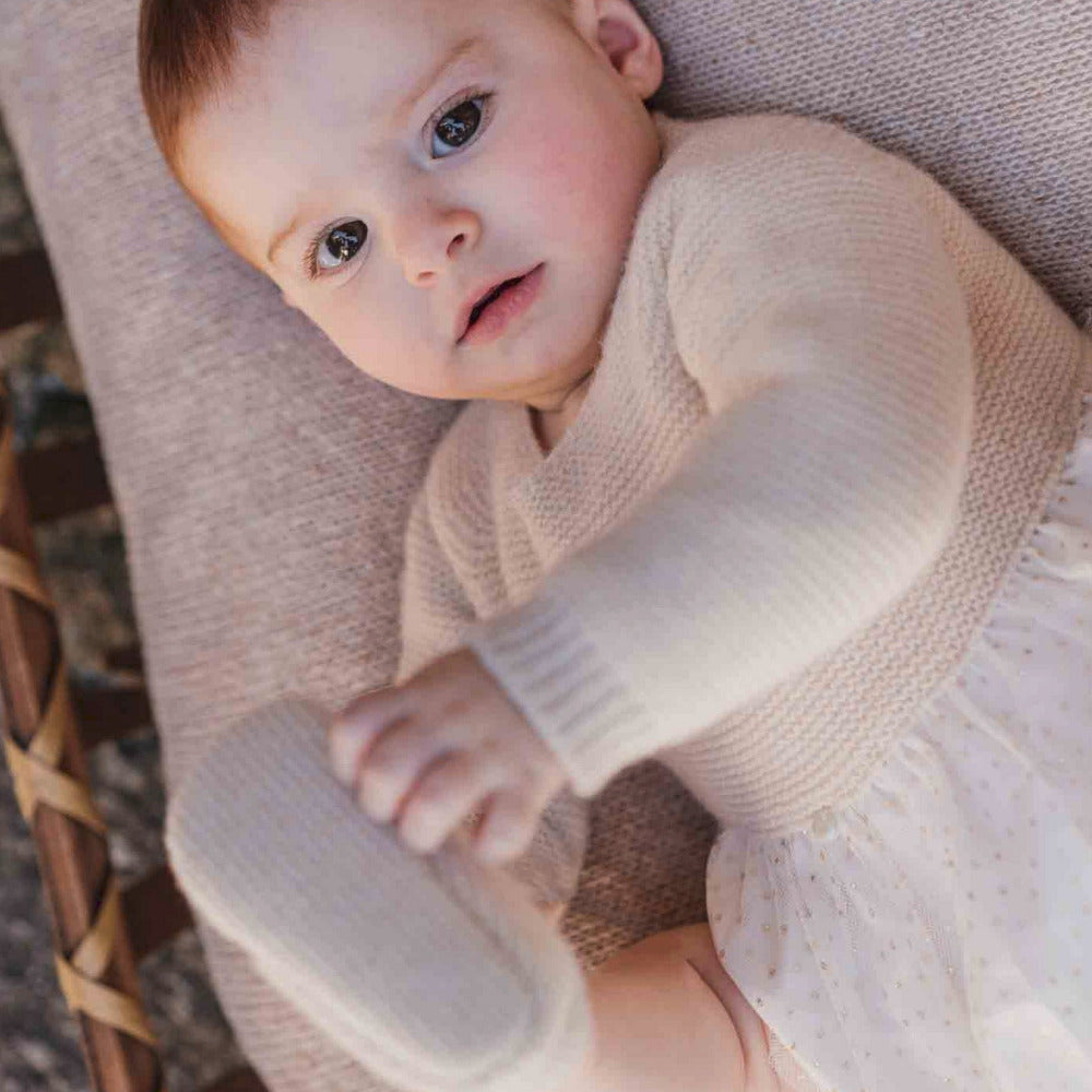Vestido de manga comprida tricotado com tule | LOVING WINTER - Wedoble