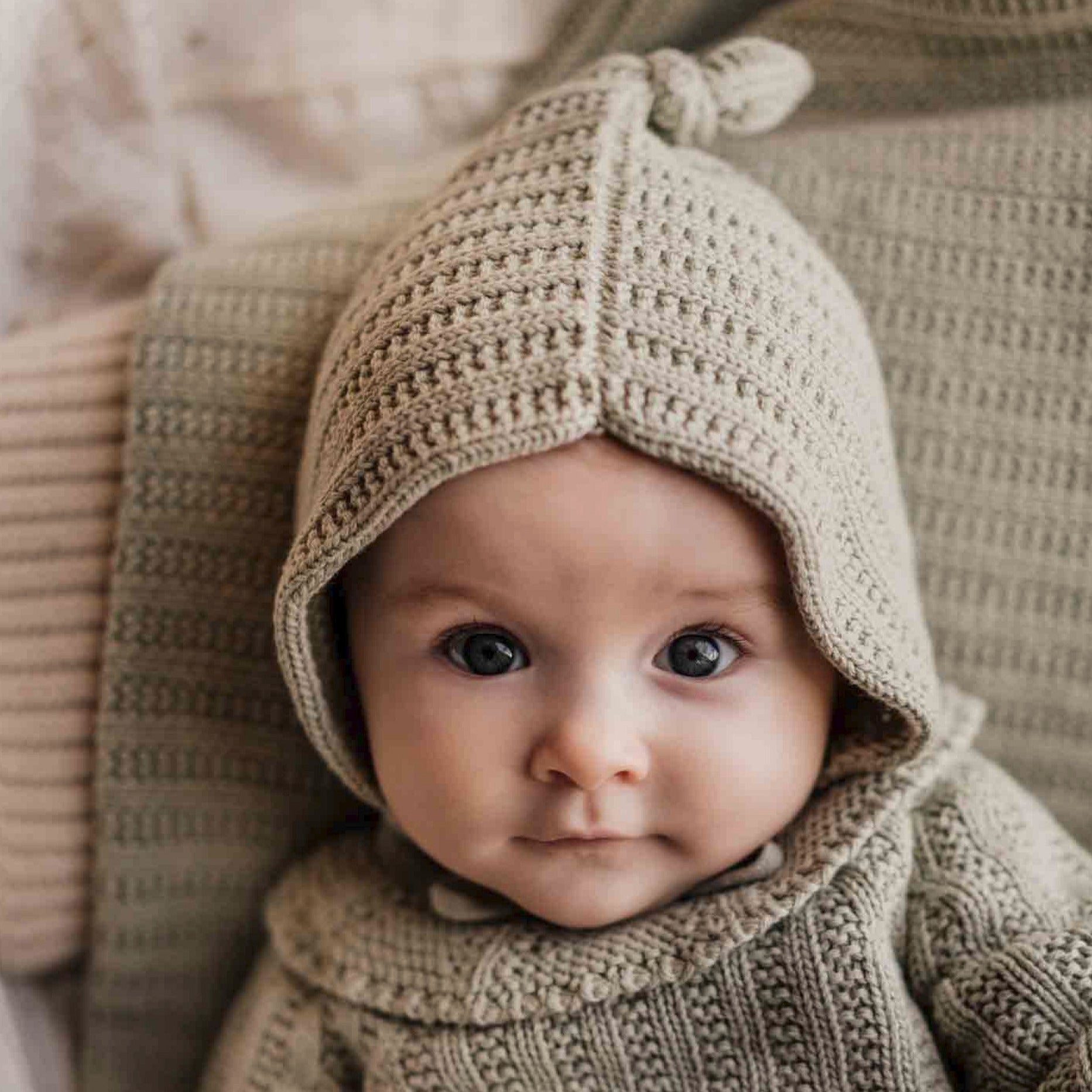 Touca tricotada em algodão orgânico | HAPPY WINTER - Wedoble