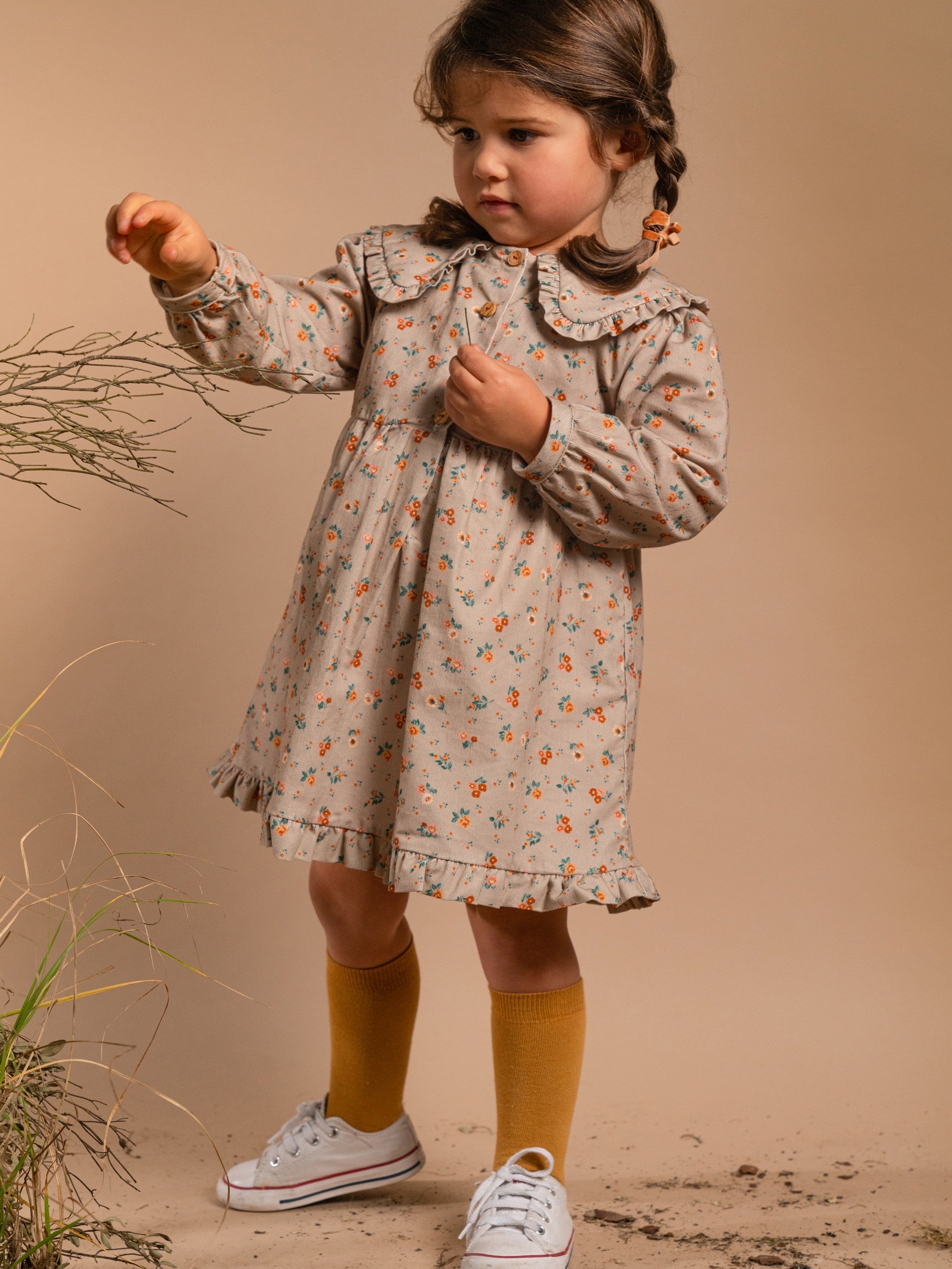 Vestido micro-bombazine floral - Laranjinha
