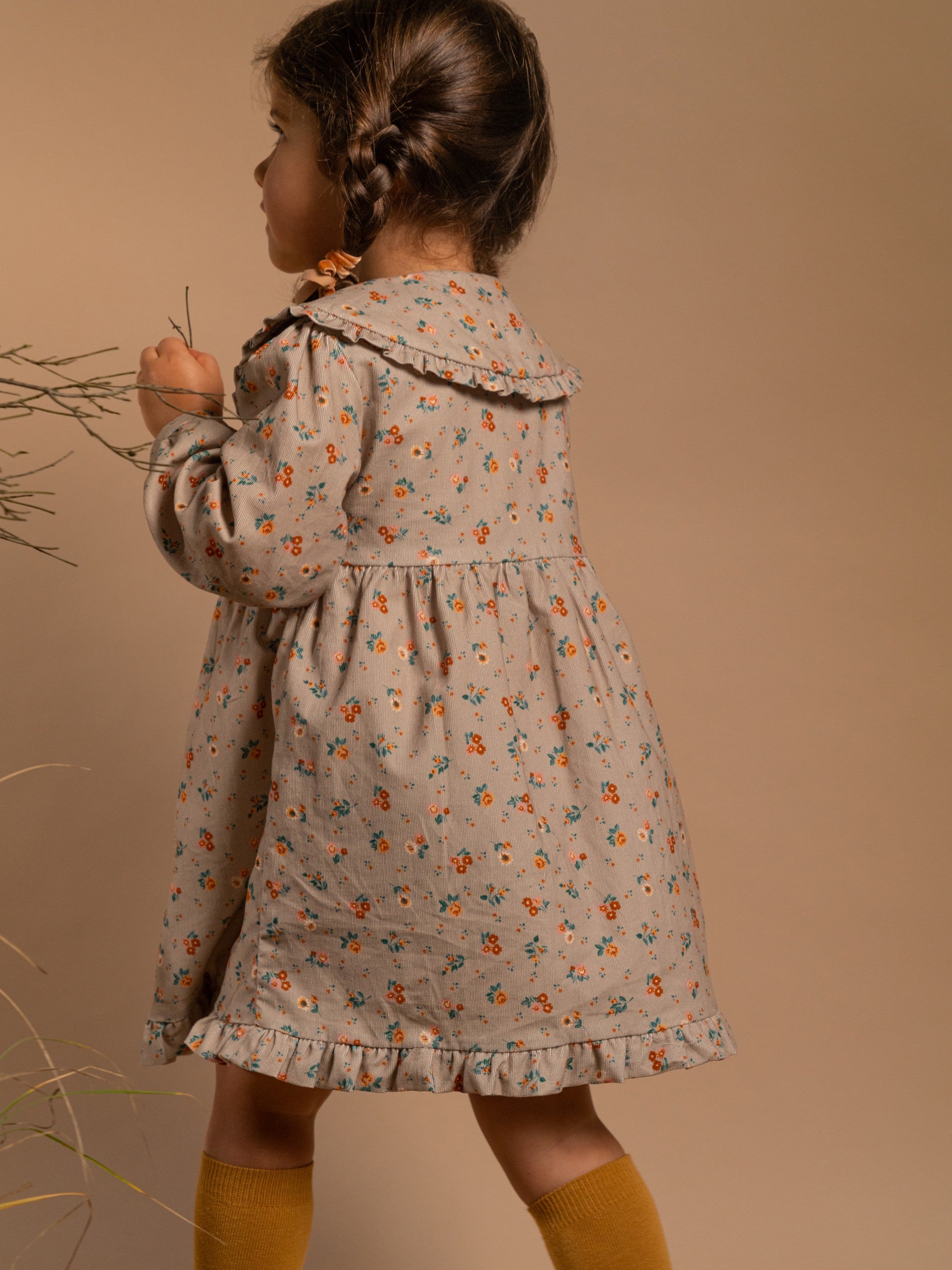 Vestido micro-bombazine floral - Laranjinha