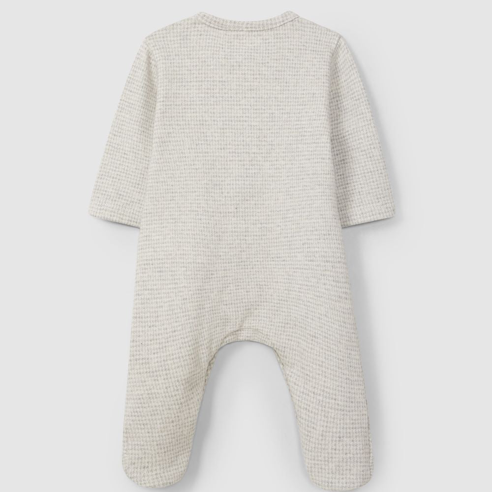 Babygrow sem gola malha jacquard de pied-de-poule - Laranjinha