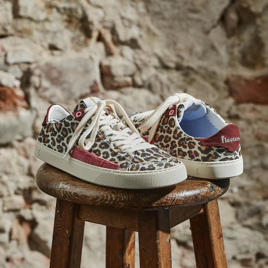 Ténis Peach Leopard e Borgona - Fleeters