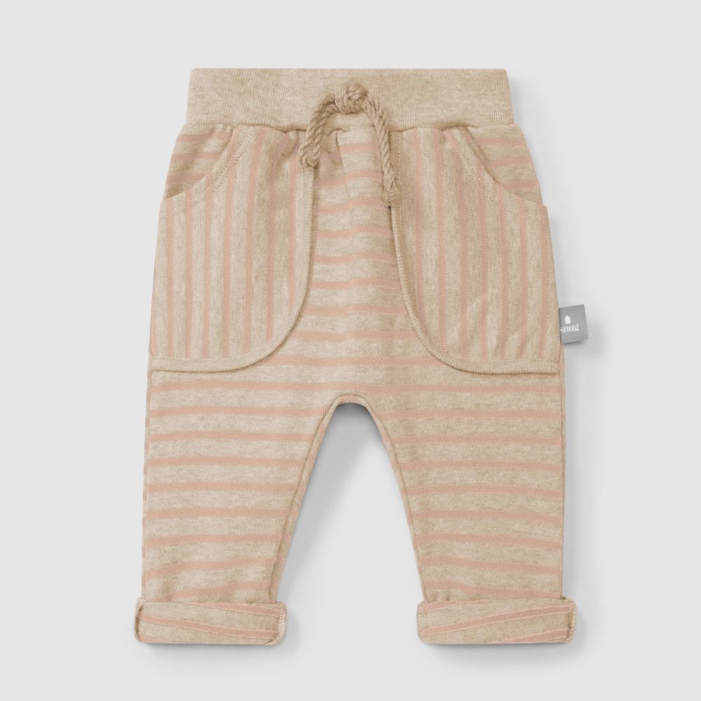 Calças pull-up de riscas rosa em jersey cardado - Snug