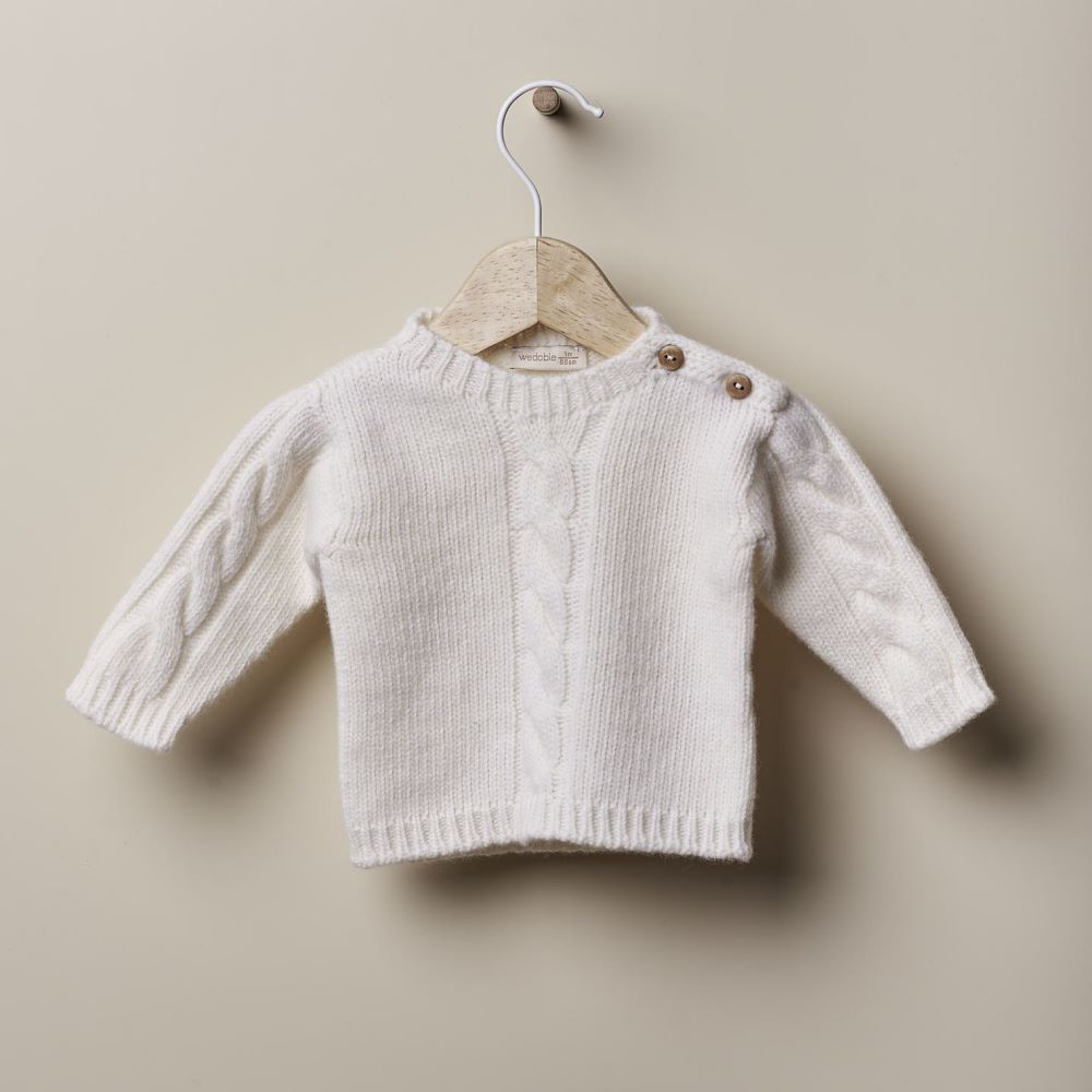 Camisola com abertura no ombro tricotada em lã LOVE IN WINTER DAYS - Wedoble