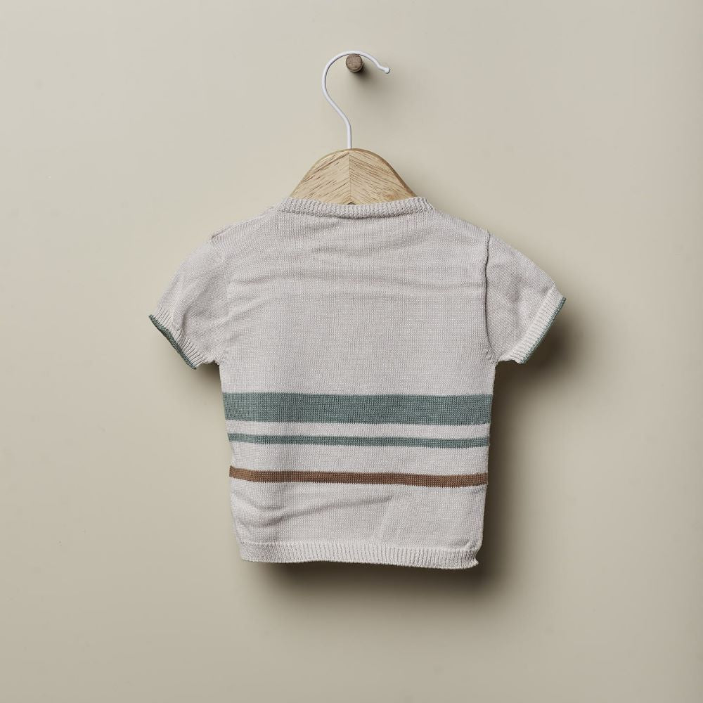 Conjunto camisola de manga curta e calção tricotados em algodão | OCEAN - Wedoble