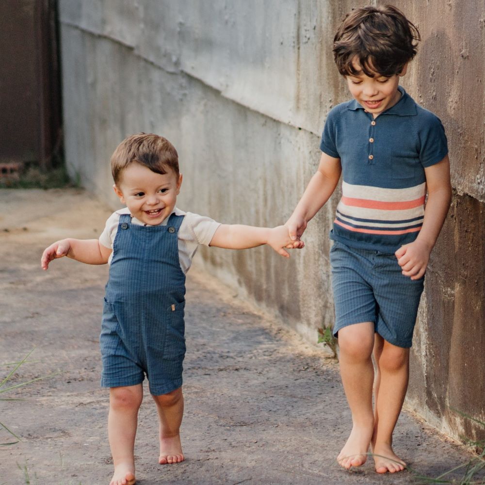 Conjunto polo de manga curta e calção tricotados de algodão | OCEAN - Wedoble