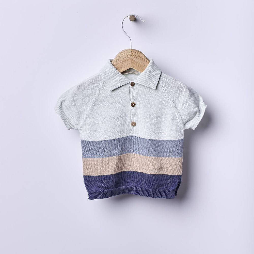 Conjunto camisola polo e calção tricotado em algodão | SEA BREEZE - Wedoble