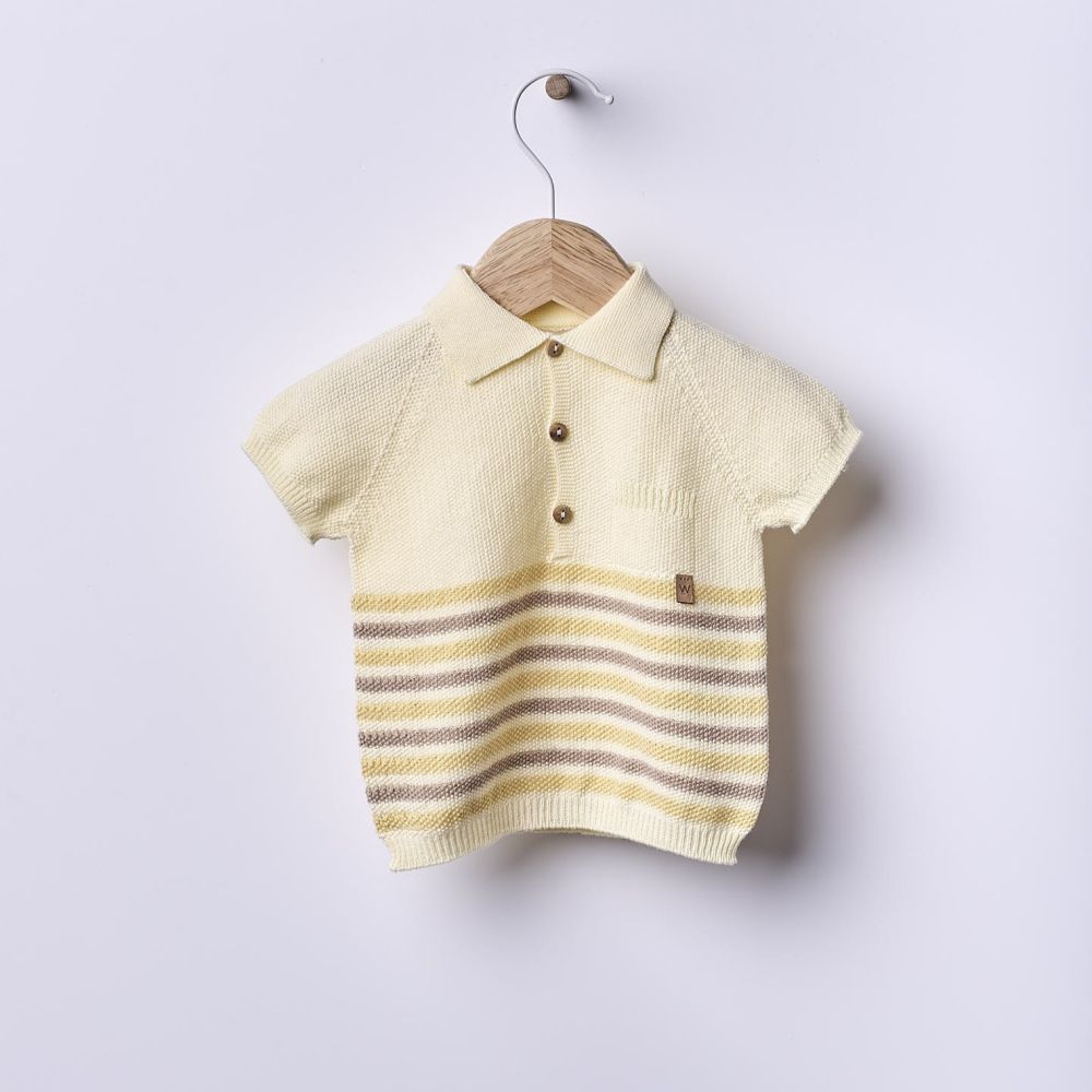 Conjunto camisola polo e calção tricotado em algodão | SUMMER IN THE VILLAGE - Wedoble