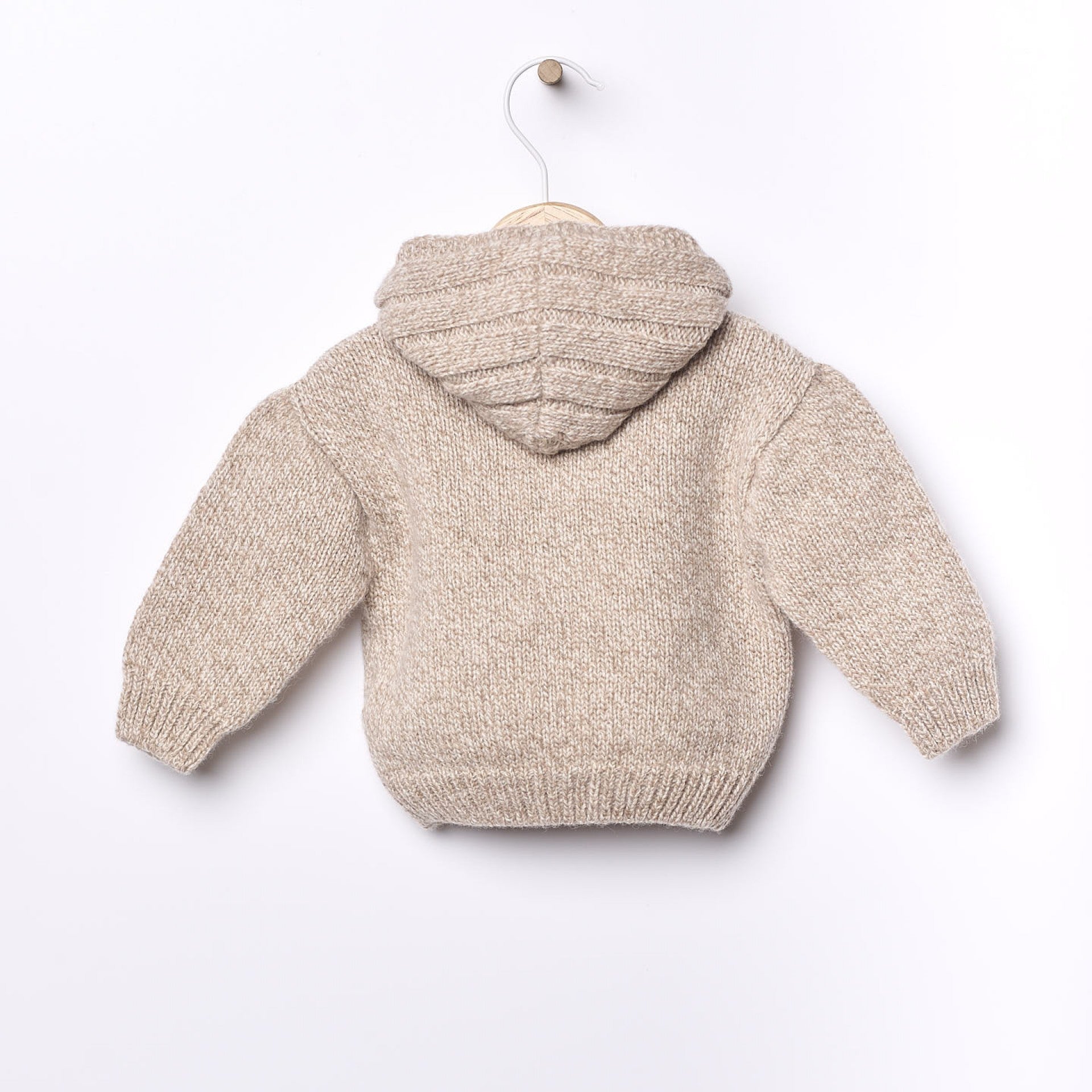 Casaco com capuz tricotado em lã merino | LITTLE TEDDY BEAR - Wedoble
