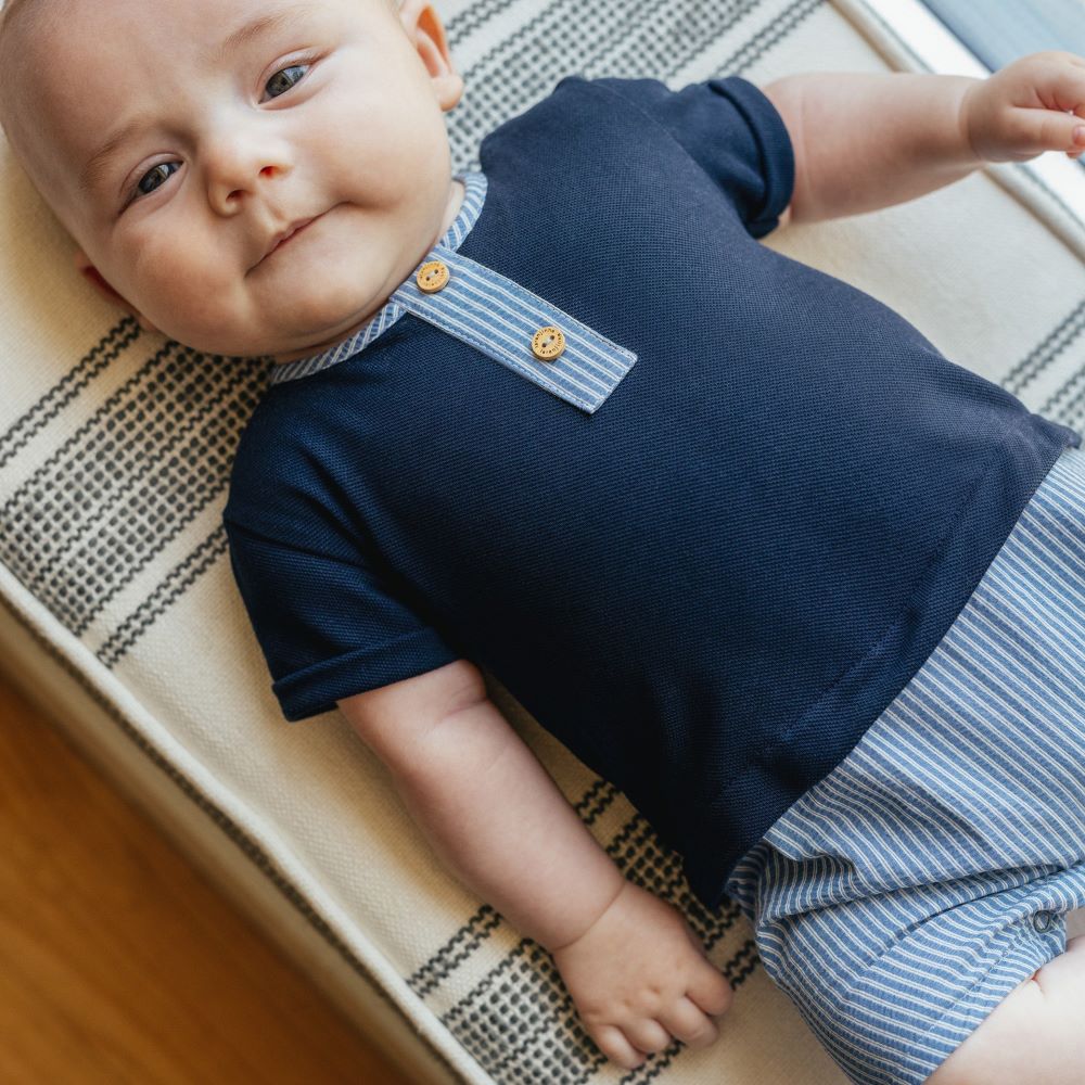 Fatinho dois em um riscas seersucker e piqué - Laranjinha