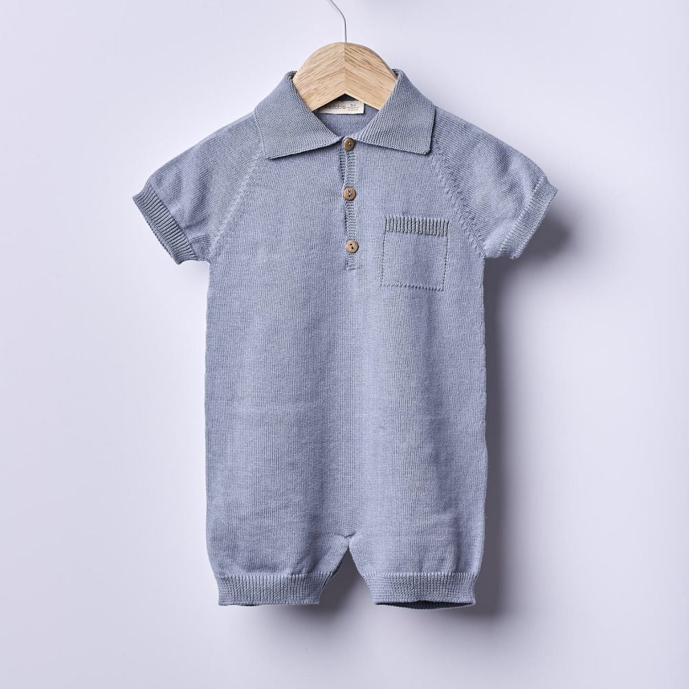 Fofo polo de manga curta tricotado em algodão orgânico | SEA BREEZE - Wedoble