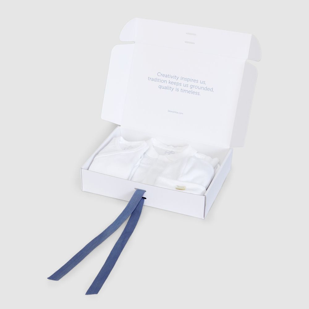 Gift box babygrow, body e gorro - Laranjinha