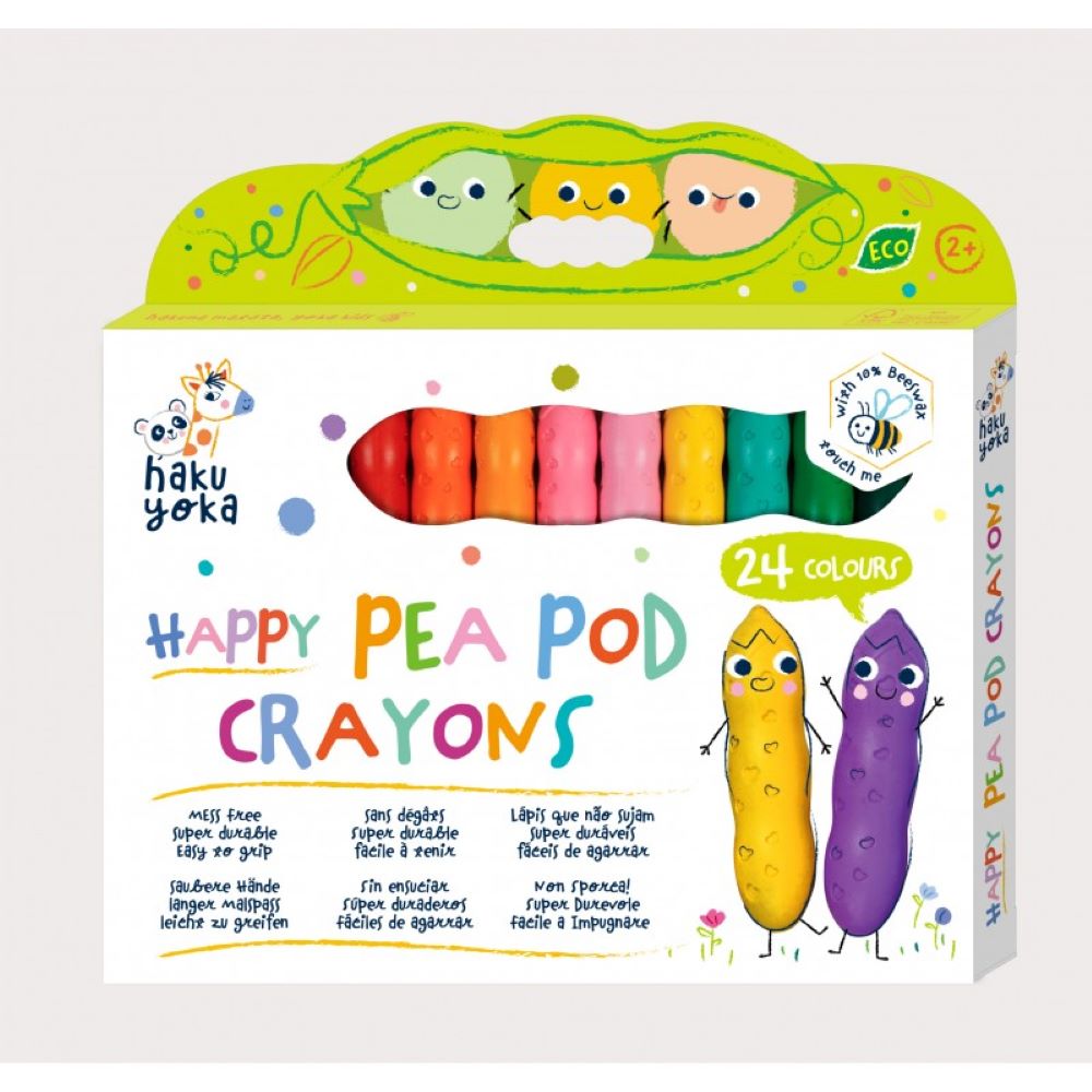 Happy Pea Pod Crayons - 24 Colours - Haku yoka