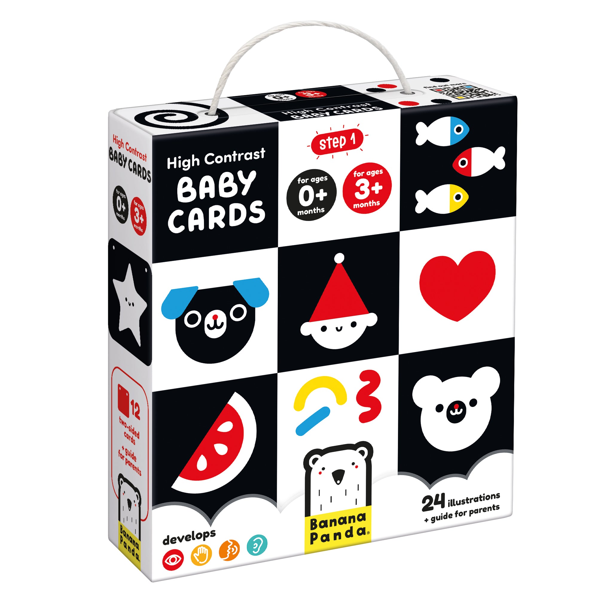 Baby cards ALTO CONTRASTE - Banana Panda