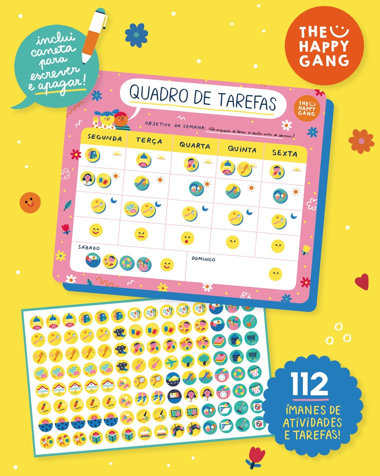 Quadro de Tarefas Magnético - The Happy Gang