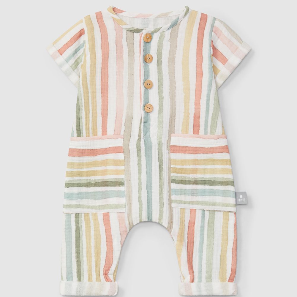 Macacão de riscas multicolor - Snug