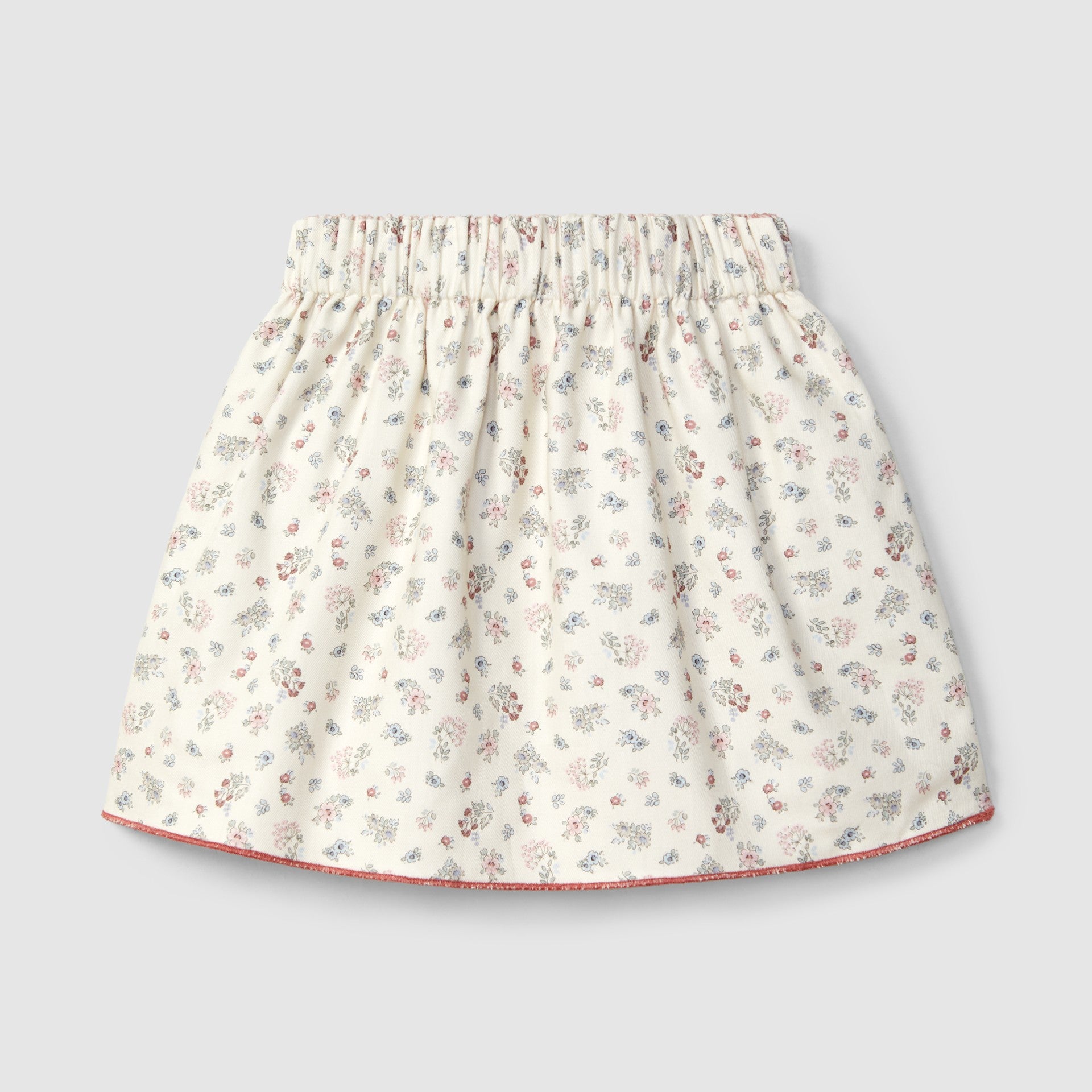 Saia reversível xadrez vichy e flores - Laranjinha