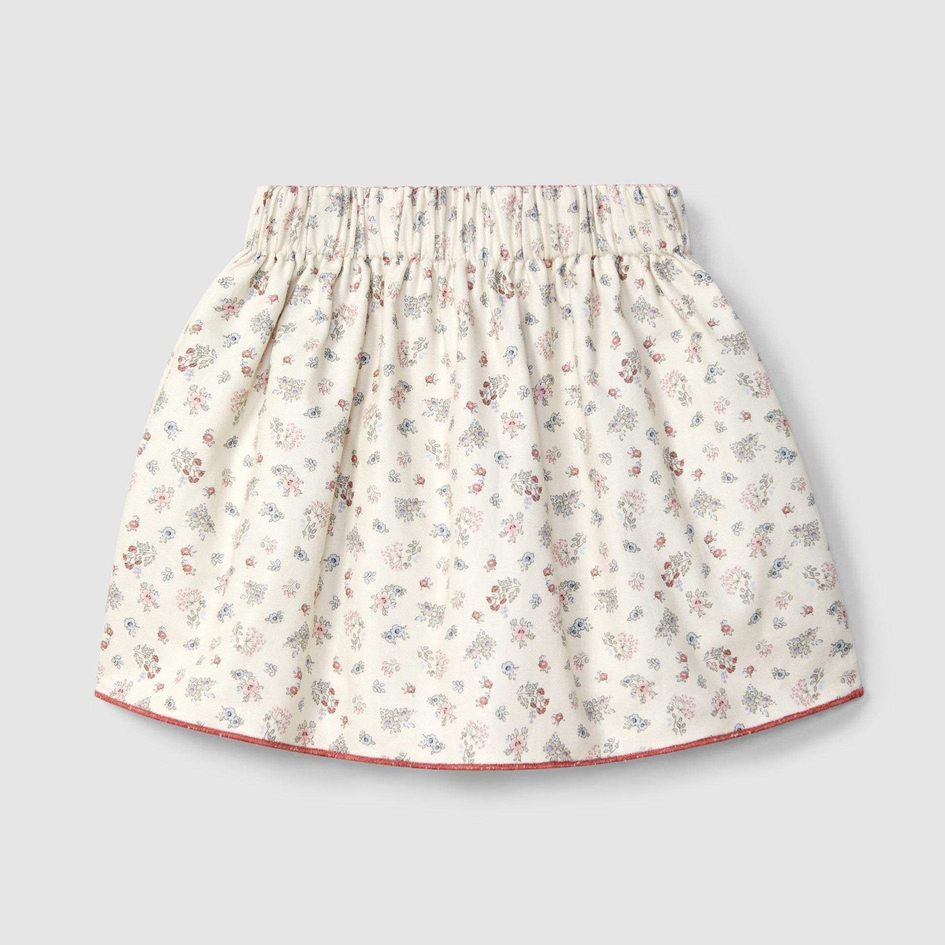 Saia reversível xadrez vichy e flores - Laranjinha