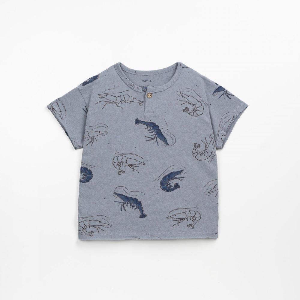 T-shirt com botão de coco cinza play up - Play Up