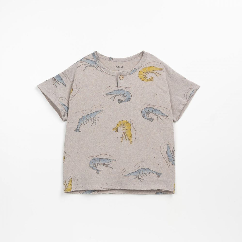 T-shirt com botão de coco cinza play up - Play Up