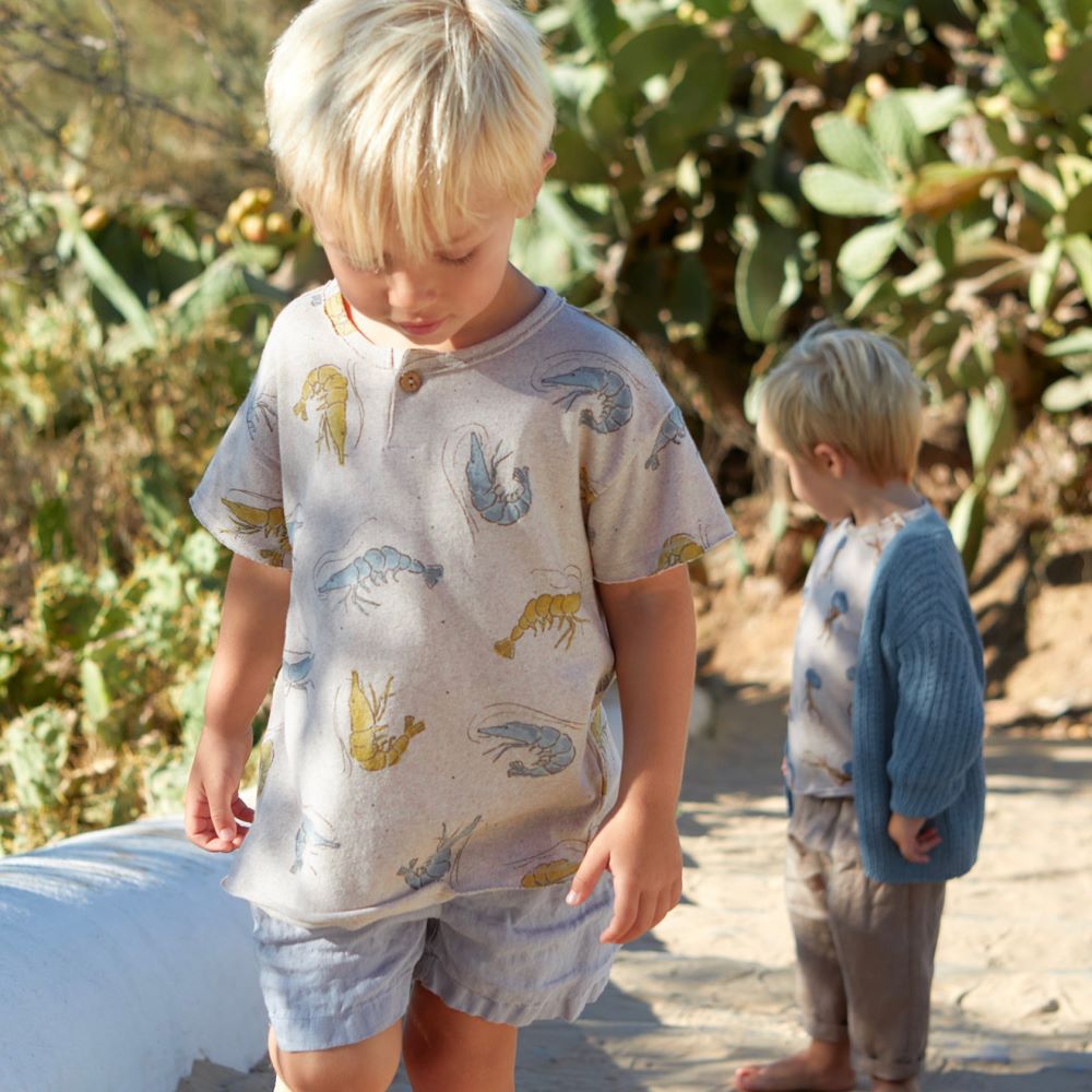 T-shirt com botão de coco cinza play up - Play Up