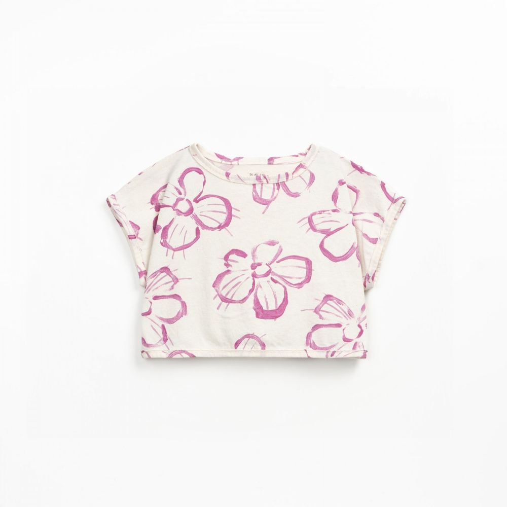 T-shirt de algodão orgânico e algodão reciclado com estampado de flores - Play Up
