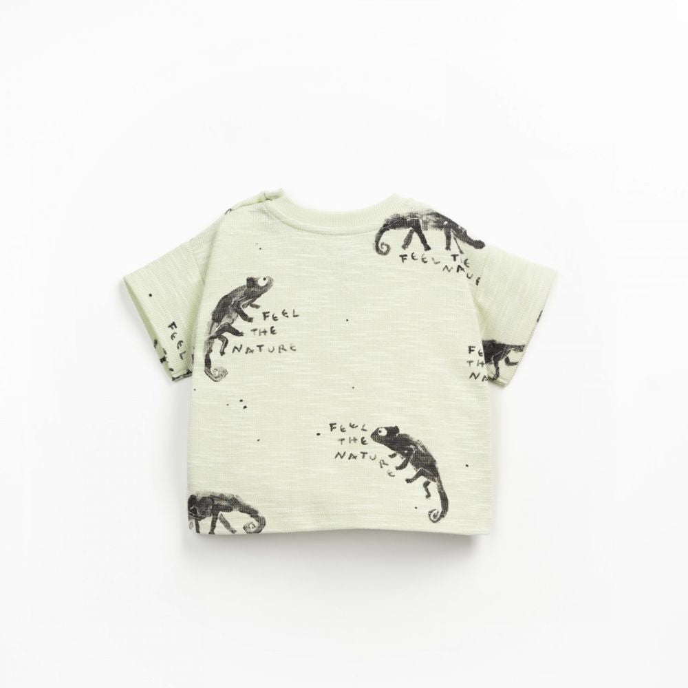 T-shirt verde em algodão orgânico com estampado - Play Up
