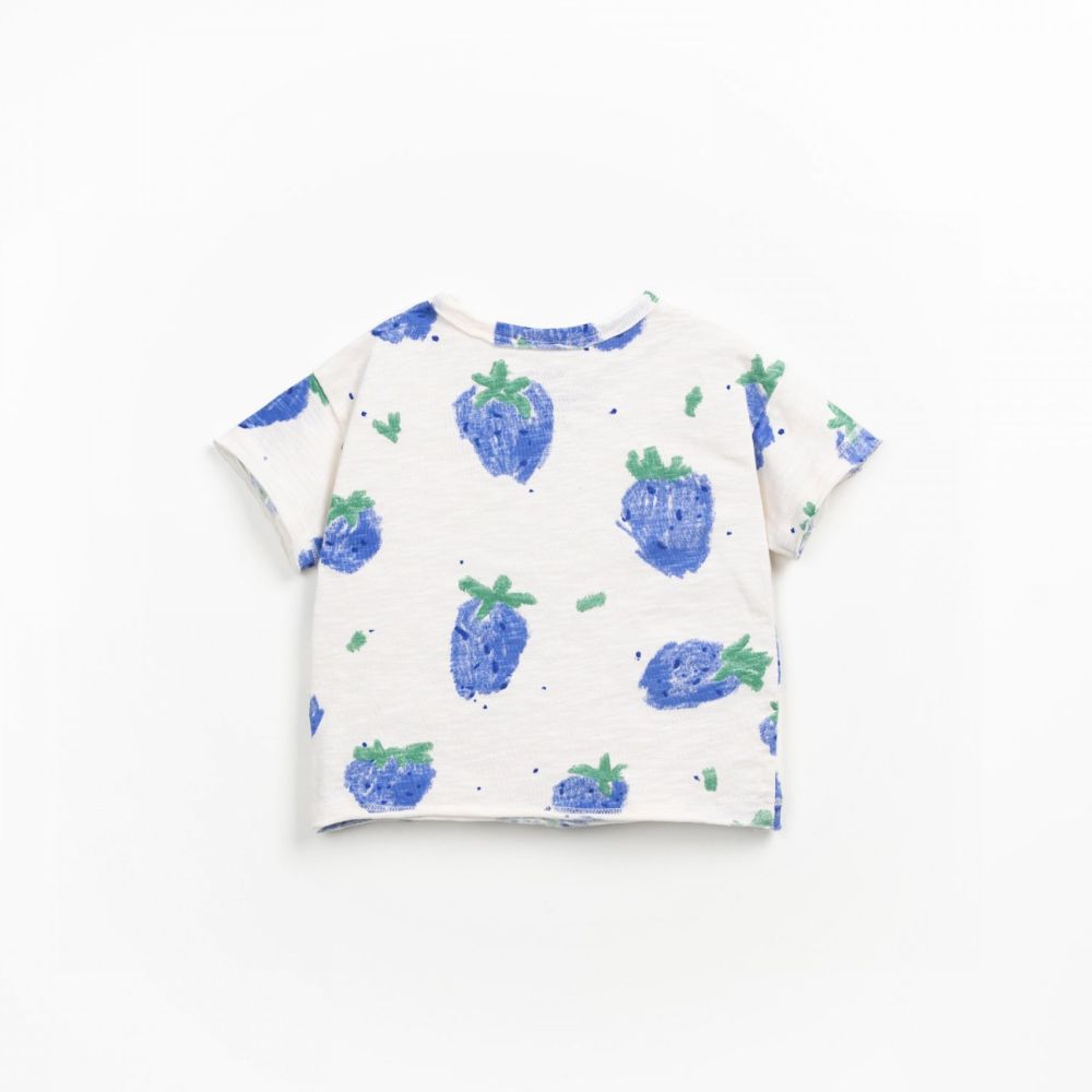 T-shirt em algodão orgânico com estampado de morangos - Play Up