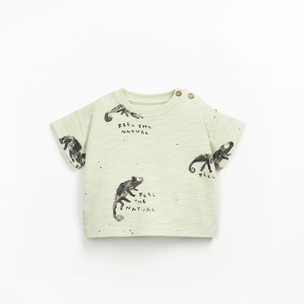 T-shirt verde em algodão orgânico com estampado - Play Up