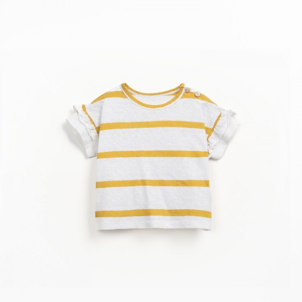 T-shirt em algodão orgânico e linho com padrão de riscas - Play Up