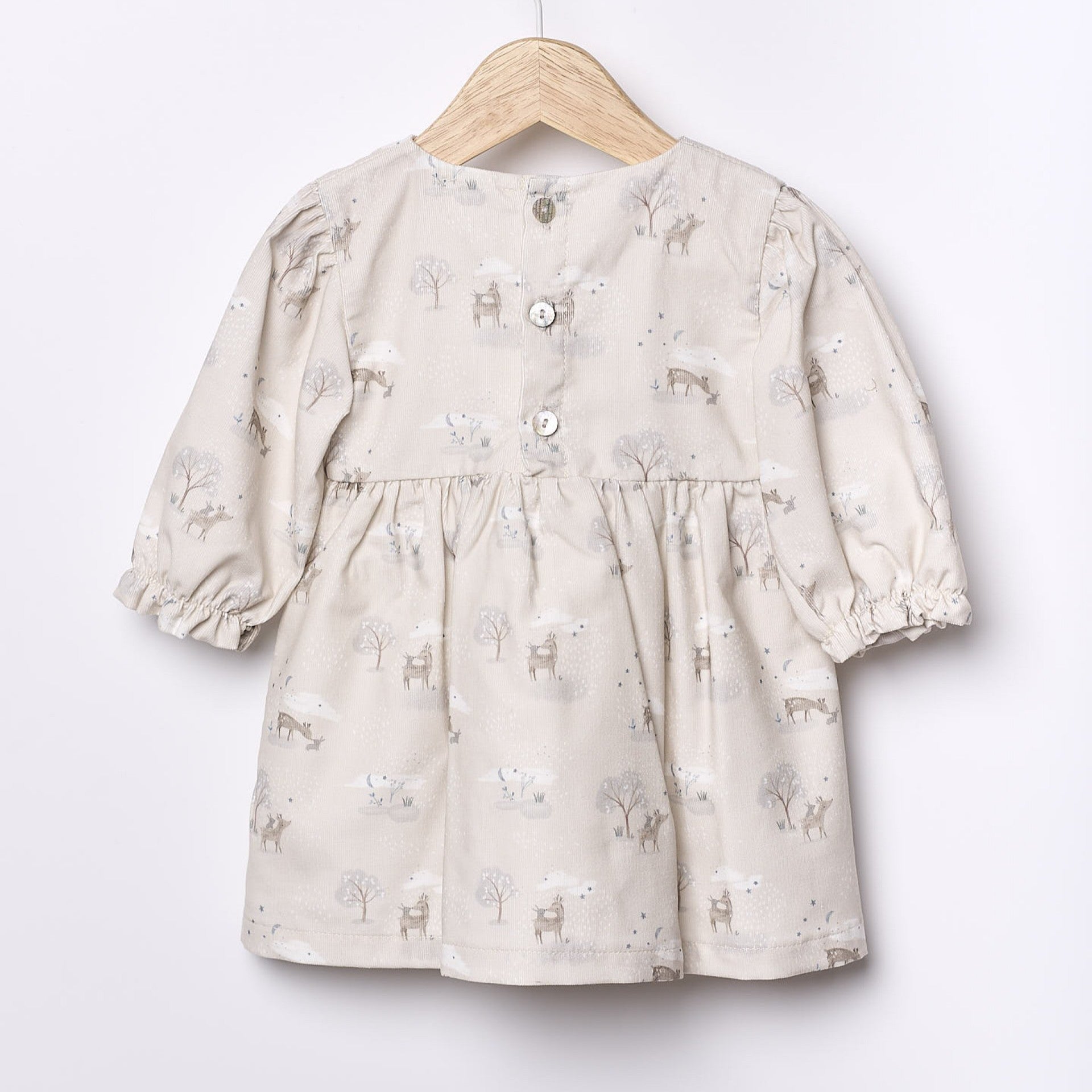 Vestido em bombazine com animais da floresta | BUNNY AND FRIENDS - Wedoble