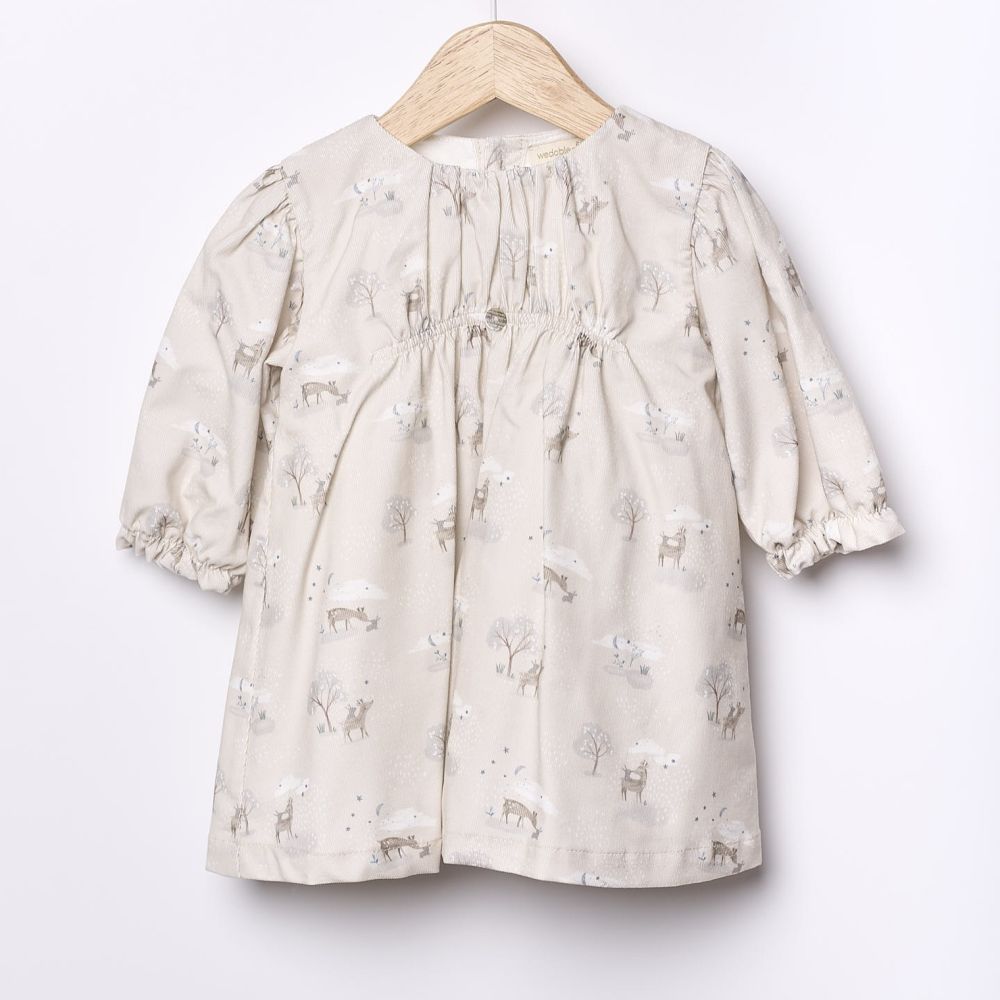 Vestido em bombazine com animais da floresta | BUNNY AND FRIENDS - Wedoble