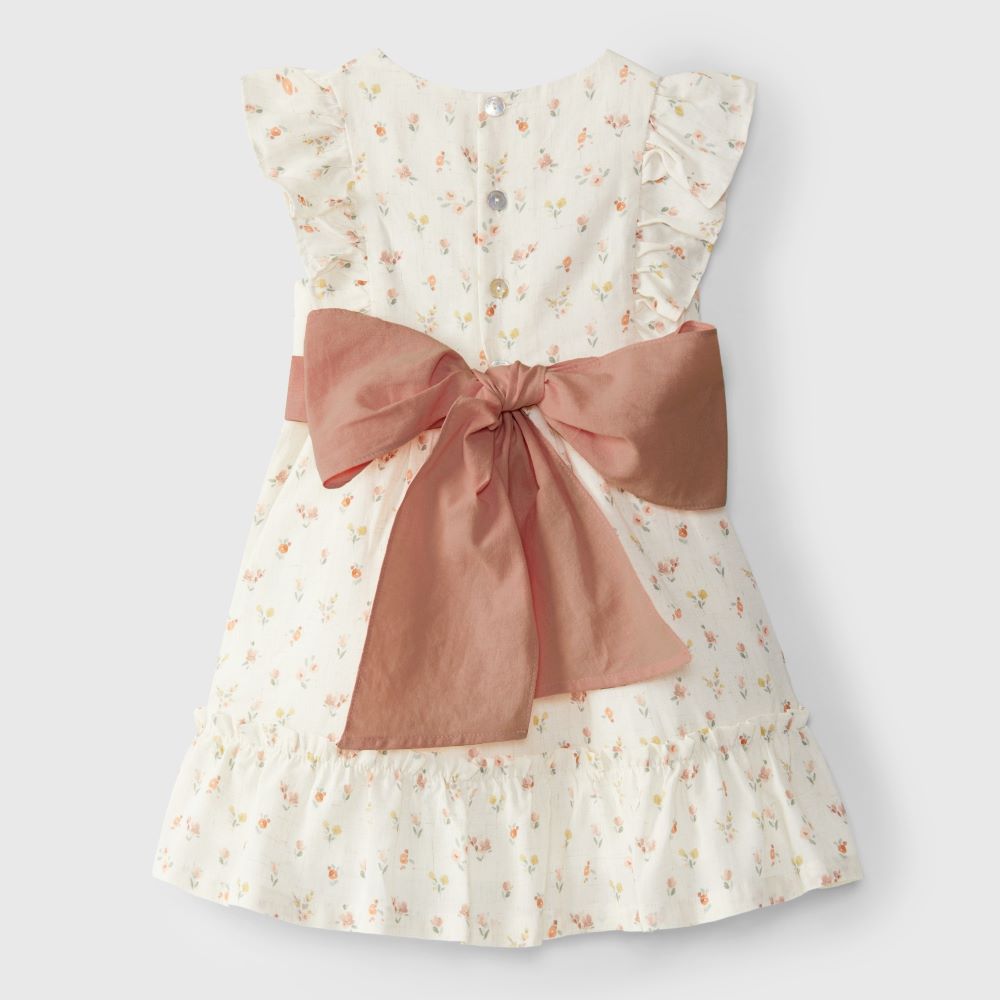 Vestido flores com faixa - Laranjinha