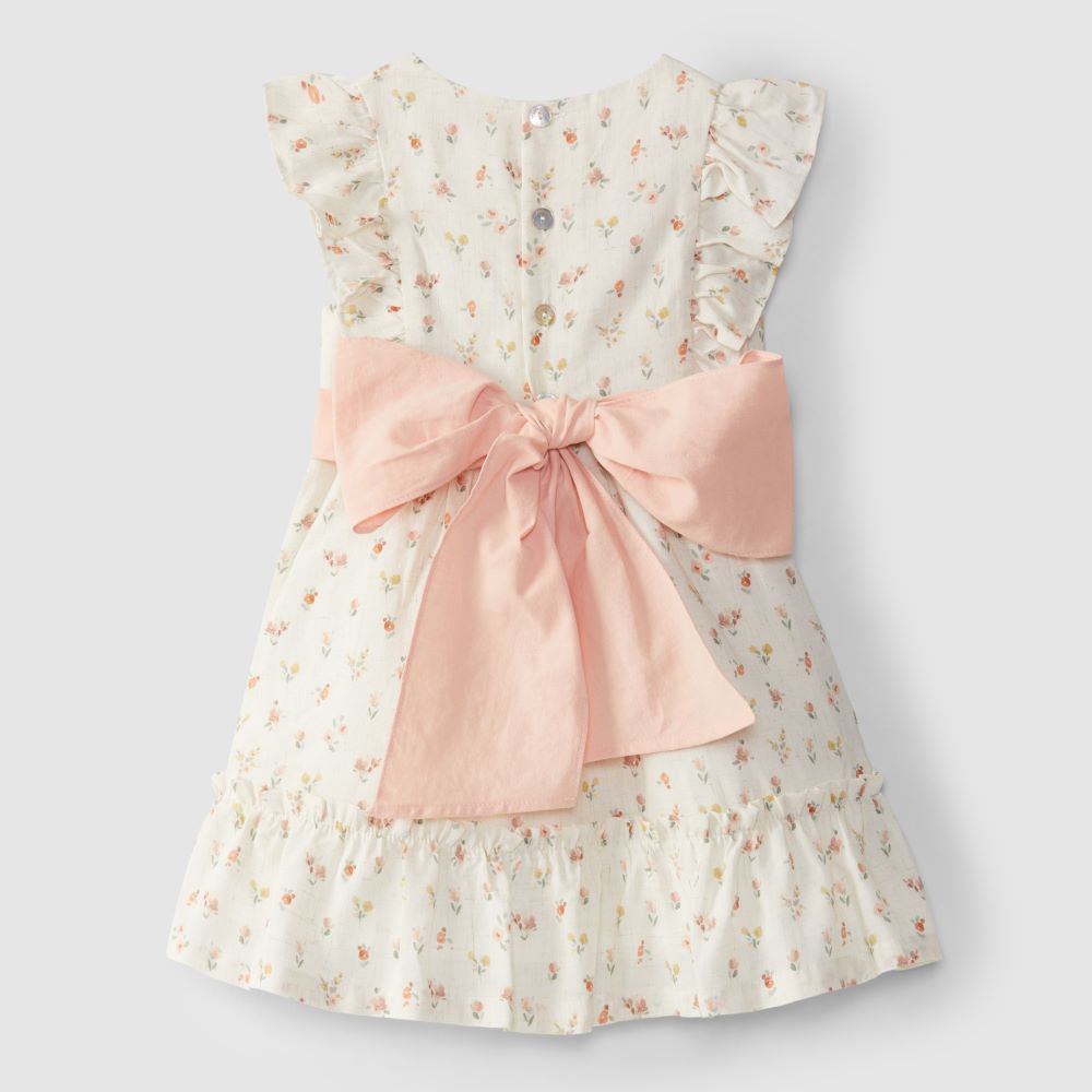 Vestido flores com faixa - Laranjinha