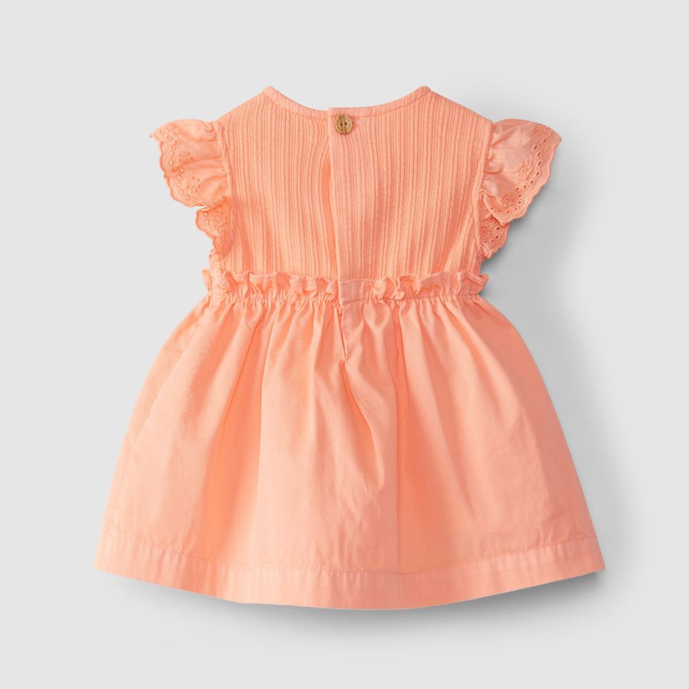 Vestido malha jacquard e bordado inglês - Laranjinha