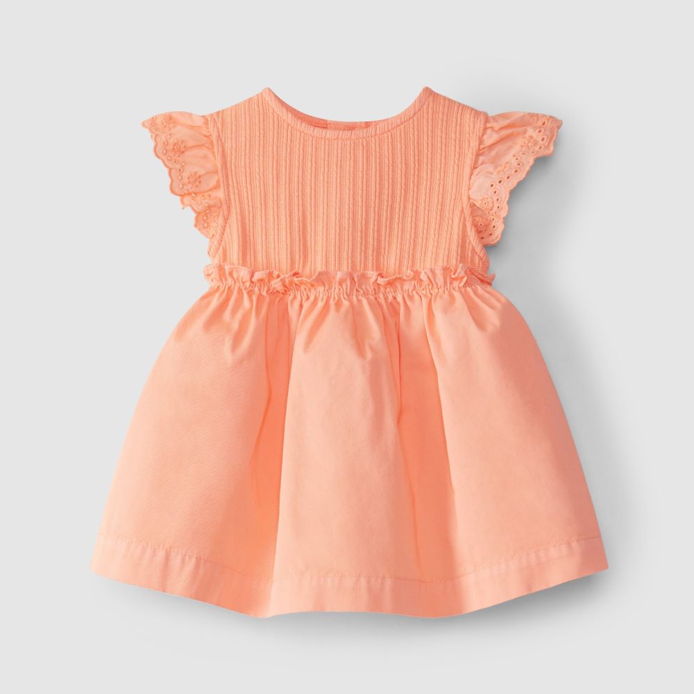 Vestido malha jacquard e bordado inglês - Laranjinha