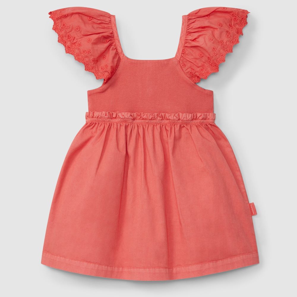 Vestido mangas em bordado inglês - Laranjinha