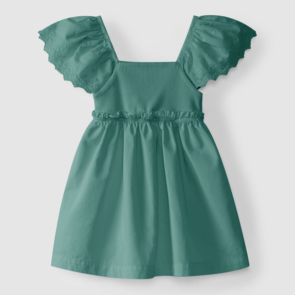 Vestido mangas em bordado inglês - Laranjinha