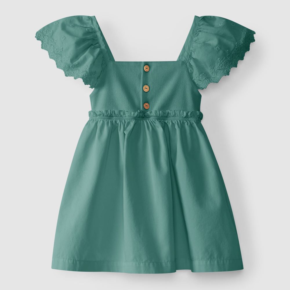 Vestido mangas em bordado inglês - Laranjinha