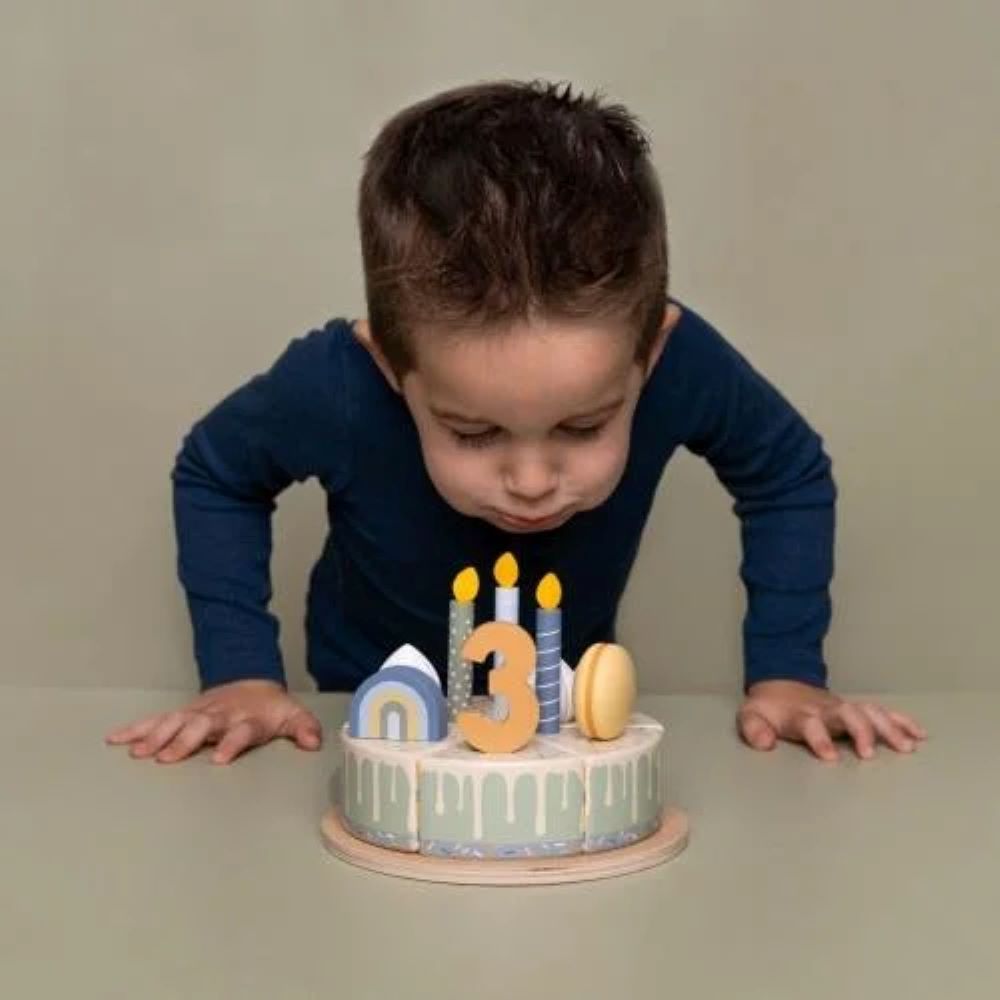 Bolo de Aniversário em Madeira – Azul - Little Dutch
