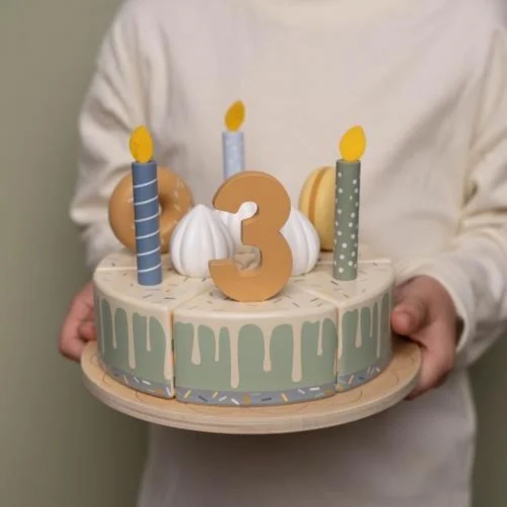 Bolo de Aniversário em Madeira – Azul - Little Dutch