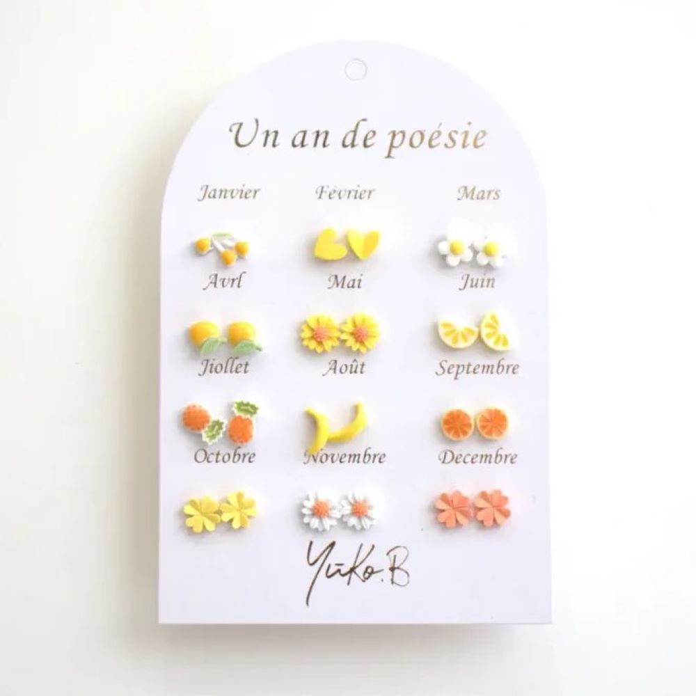 Conjunto de 12 brincos em aço inoxidável - Yuko.B