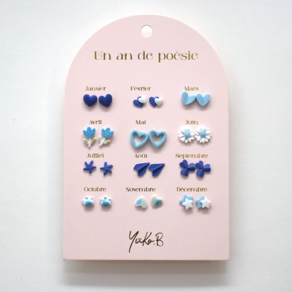 Conjunto de 12 brincos em aço inoxidável - Yuko.B