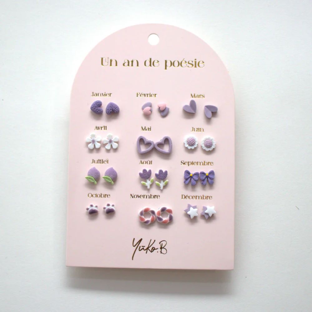 Conjunto de 12 brincos em aço inoxidável - Yuko.B