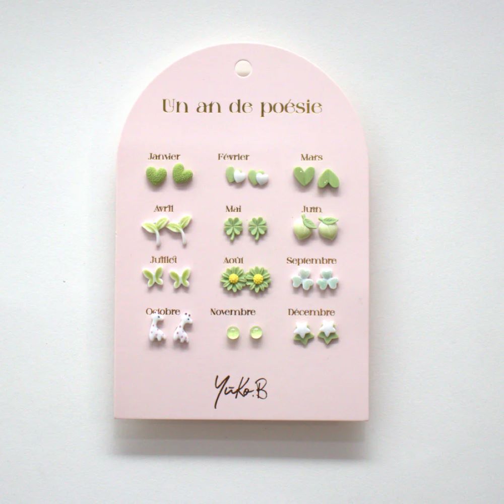 Conjunto de 12 brincos em aço inoxidável - Yuko.B