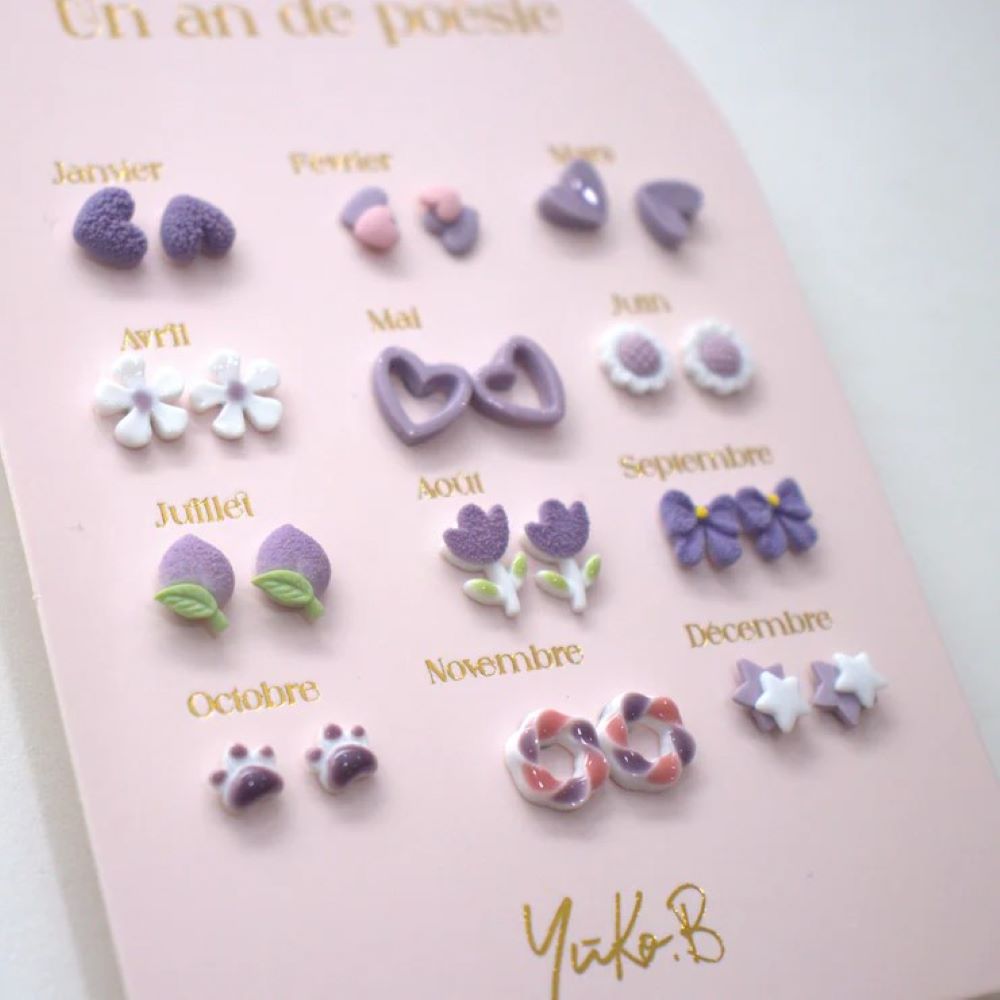 Conjunto de 12 brincos em aço inoxidável - Yuko.B