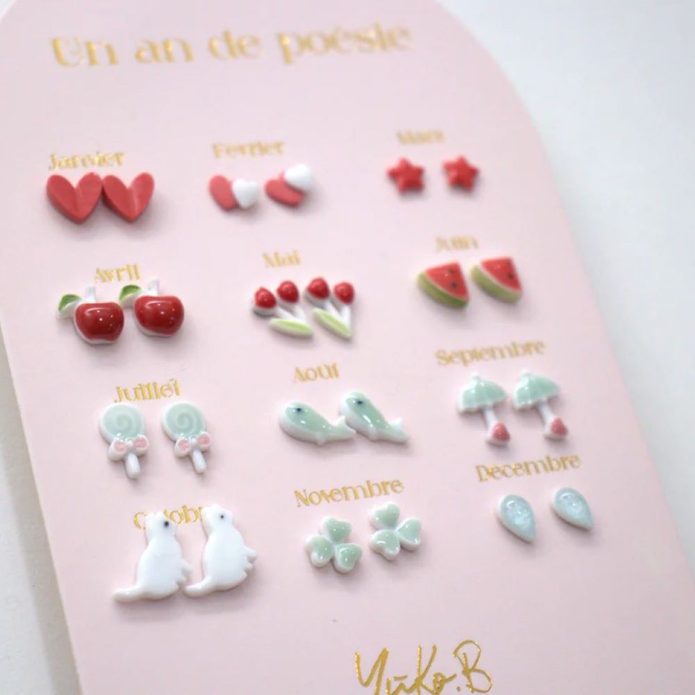 Conjunto de 12 brincos em aço inoxidável - Yuko.B